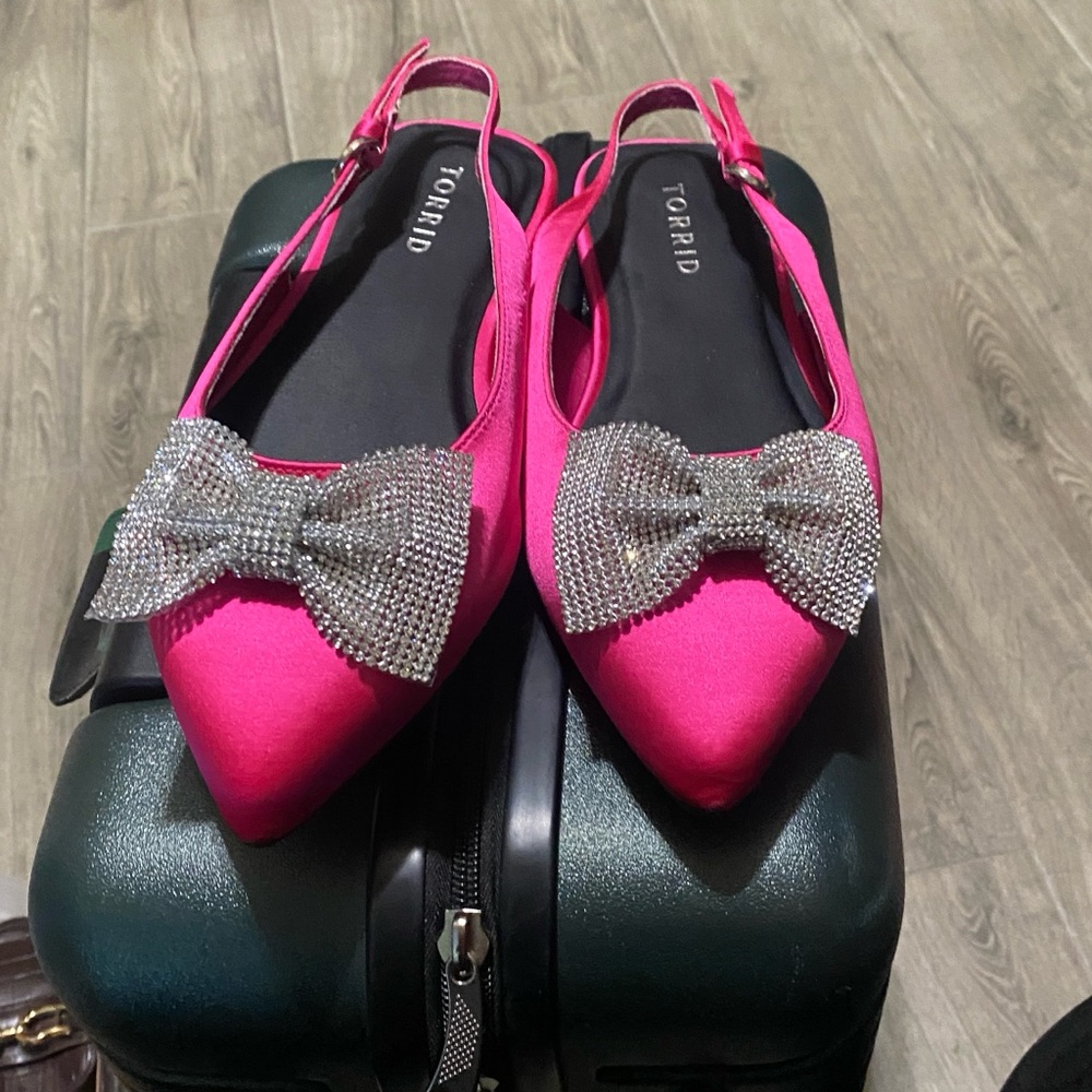 torrid Hot Pink Rhinestone Bow Slingback Flats - Picture 3 of 4